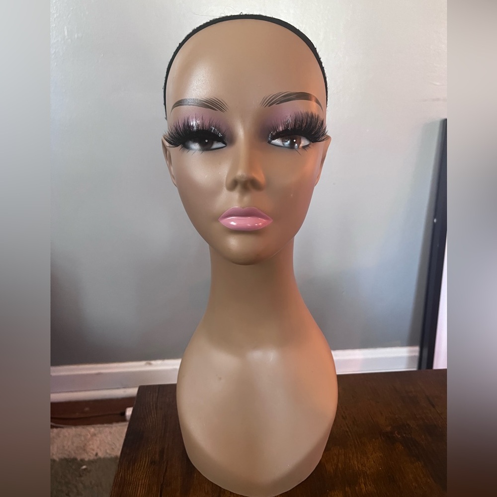 Mannequin Head Display with Pink Makeup